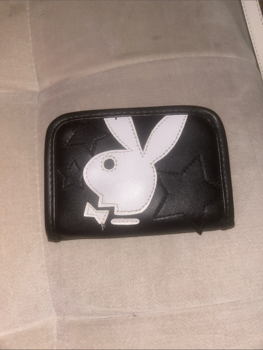 PLAYBOY Black Wallet with White Bunny Applique